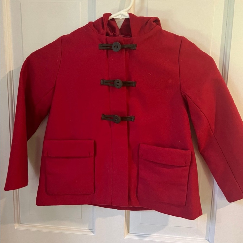 Jacadi Red Pea Coat Kids 5T